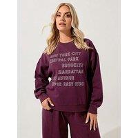 Yours Curve Crew Neck Sweatshirt - Red