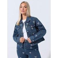 Yours Curve Bow Jacket - Blue