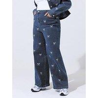 Yours Curve Bow Jeans - Blue