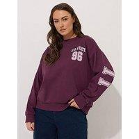 Yours Curve Illinois Crew Neck Sweatshirt - Red