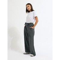 Pixiegirl Petite Belted Relaxed Wide Leg Trouser - Grey