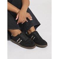 Yours Extra Wide Fit Retro Animal Stripe Trainer - Black