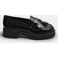Yours Wide Fit Tassel Patent Loafers - Black