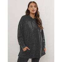 Yours Curve Acid Wash Hoodie - Black