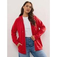 Yours Curve Zip Thru Hoodie - Red