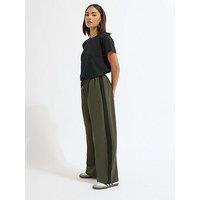 Pixiegirl Petite Side Stripe Wide Leg Trouser - Green