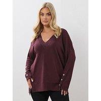 Yours Curve V-Neck Jumper - Purple
