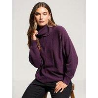 Long Tall Sally Roll Neck Batwing Jumper - Purple