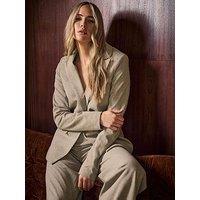 Long Tall Sally Herringbone Blazer - Brown