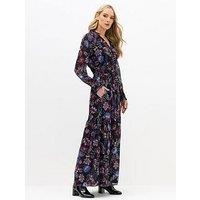 Long Tall Sally Paisley Floral Chiffon Dress - Black