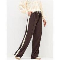 Long Tall Sally Side Stripe Wide Leg Trouser 34" - Brown