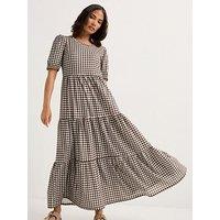 Pixiegirl Petite Gingham Tiered Maxi Dress - Brown