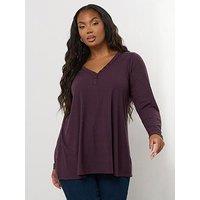 Yours Curve Rib Swing Henely Top - Purple