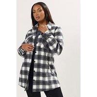 Yours Curve Check Shacket - Black