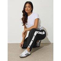 Pixiegirl Petite Button Stripe Wide Leg Trouser - Black