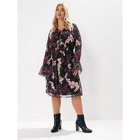 Yours Curve Tie Neck Dress - Black