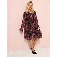 Yours Curve Tie Neck Dress - Black