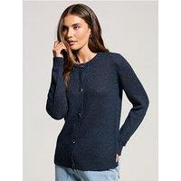 Long Tall Sally Wool Blend Crew Neck Cardigan - Blue