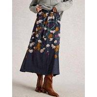 White Stuff Yuki Metallic Midi Skirt - Blue