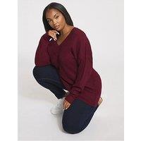 Yours Curve Double V Jumper - Red