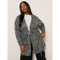 Yours Curve Twist Belted Cardigan - Black