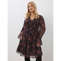 Yours Curve Shirred Mini Dress - Black