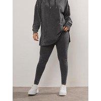 Yours Curve Acid Wash Legging - Black