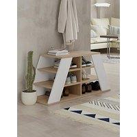 Decortie Pyramid Shoe Bench - Oak/White