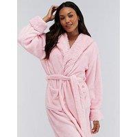 Boux Avenue Fur Trim Midi Dressing Gown - Pink