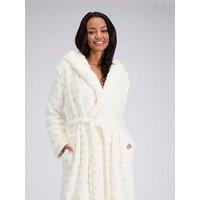 Boux Avenue Fur Heart Long Dressing Gown - Ivory