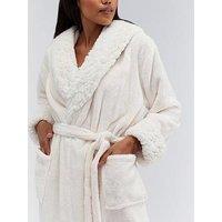 Boux Avenue Fur Heart Long Dressing Gown - Beige