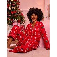 Boux Avenue Xmas Scene Pj In A Bag - Red