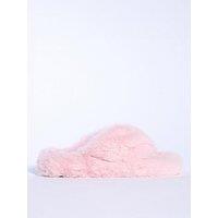 Boux Avenue Ridge Sole Cross Band Slipper - Powder Pink