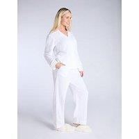 Boux Avenue Plain Crinkle Dobby Long Sleeve Revere & Pant Set - White