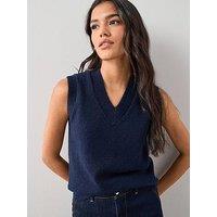 The Very Collection V Neck Knitted Tank - Navy Blue