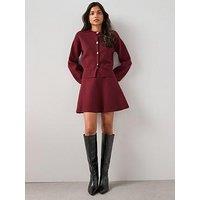The Very Collection Compact Knitted Mini Skirt Co-Ord - Burgundy - Red