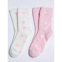 Boux Avenue Heart Cosy Pack Of 2 Ankle Socks - Pink Mix