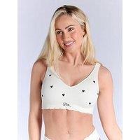 Boux Avenue Mono Heart Embroidered Bralette - Cream