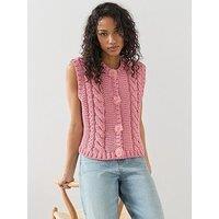 The Very Collection Cable Knitted Vest - Pink