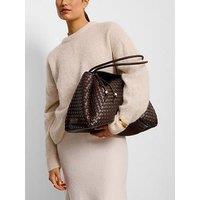 Katie Loxton Nova Hand Woven Large Shoulder Bag - Chocolate