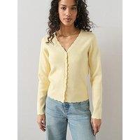 The Very Collection Classic Comfort Scalloped Edge Knitted Cardigan - Yellow