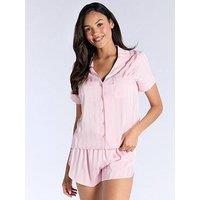 Boux Avenue Stripe Jacquard Ss Revere Set - Light Pink