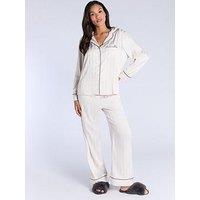 Boux Avenue Stripe Jacquard Ls Revere Set - Oyster