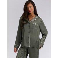 Boux Avenue Oversized Satin Revere & Pant Set - Green