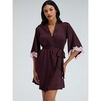 Boux Avenue Amelia Satin Short Robe - Purple