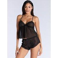 Boux Avenue Heart Mesh Cami Set - Black