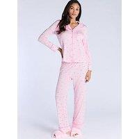 Boux Avenue Box Stripe Long Sleeve Revere & Pant Set - Pink Mix