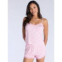 Boux Avenue Box Stripe Lace Trim Cami Set - Pink Mix