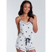 Boux Avenue Grey Heart Cami Short Set - Grey Mix Marl