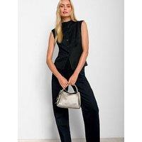 Katie Loxton Nova Patent Crackle Top Handle Bag - Pewter